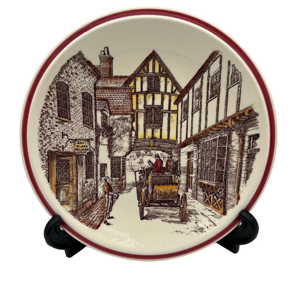 Vernon Kilns Bits of Old England Collectible Plate Number 4 Motor Car 8.25"